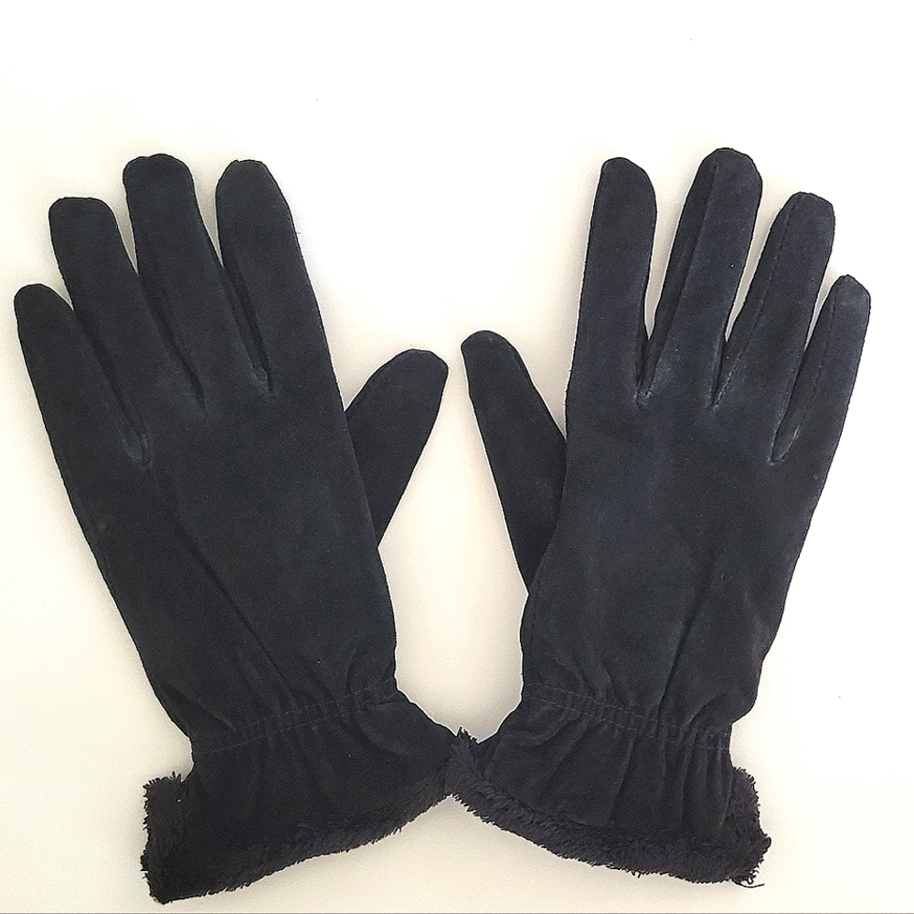 ISOTONER - 100% Genuine Suede Leather Black Women's Gloves - Size Large